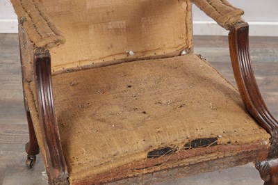 Lot 1541 - A GEORGE III CARVED MAHOGANY GAINSBOROUGH CHAIR