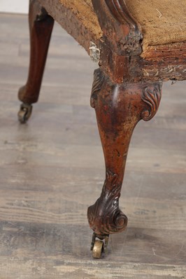 Lot 1541 - A GEORGE III CARVED MAHOGANY GAINSBOROUGH CHAIR