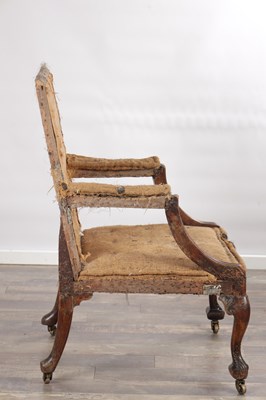 Lot 1541 - A GEORGE III CARVED MAHOGANY GAINSBOROUGH CHAIR