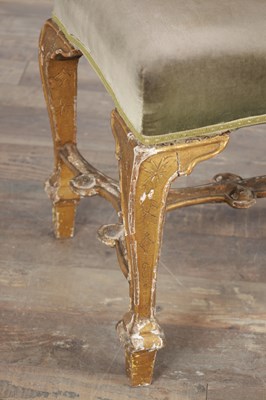 Lot 1514 - A GEORGE II GILTWOOD DRESSING STOOL