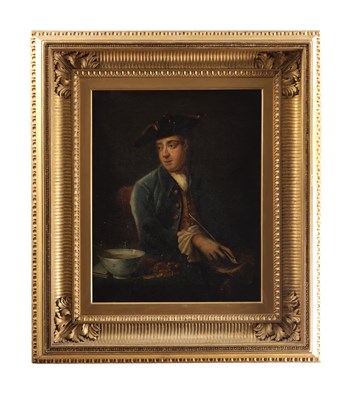 Lot 962 - AN 18TH CENTURY OIL ON CANVAS PORTRAIT OF A GENTLEMAN