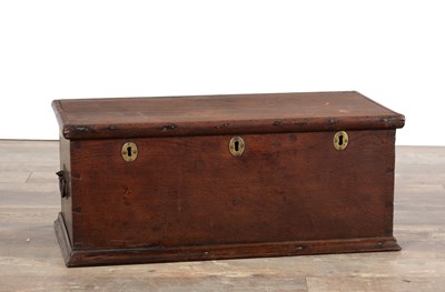 Lot 1624 - AN EARLY 18TH CENTURY OAK STRONG BOX