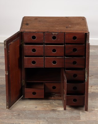 Lot 1517 - A GEORGE II MAHOGANY COLLECTORS CABINET WITH TWIN MIRRORED DOORS