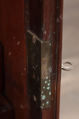 Lot 1517 - A GEORGE II MAHOGANY COLLECTORS CABINET WITH TWIN MIRRORED DOORS