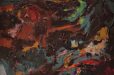 Lot 872 - DAVID BARKER A MID 20TH CENTURY OIL ON BOARD TITLED 'WARM EVENING'