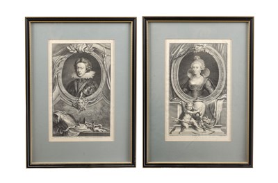 Lot 884 - JACOBUS HOUBRAKEN DUTCH 1698-1780 A PAIR OF 18TH CENTURY LINE ENGRAVINGS