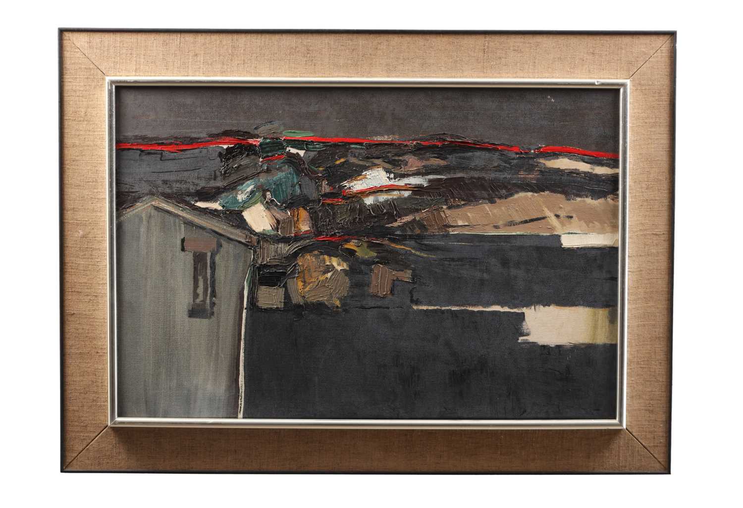 Lot 878 - DAVID BARKER AN OIL ON CANVAS ABSTRACT LANDSCAPE DATED 2026