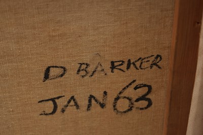 Lot 878 - DAVID BARKER AN OIL ON CANVAS ABSTRACT LANDSCAPE DATED 2026