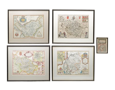 Lot 960 - A COLLECTION OF FIVE 17TH CENTURY ENGLISH HAND-COLOURED ENGRAVED COUNTY MAPS