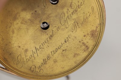 Lot 445 - A CIRCA 1800 CONTINENTAL 18CT ROSE GOLD AND ENAMEL REPEATING POCKET WATCH WITH CYLINDRICAL ESCAPEMENT