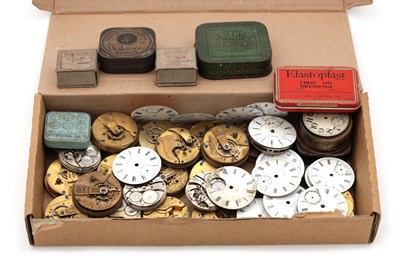 Lot 411 - A COLLECTION OF AMERICAN POCKET WATCH MOVEMENTS, PARTS AND BOXES