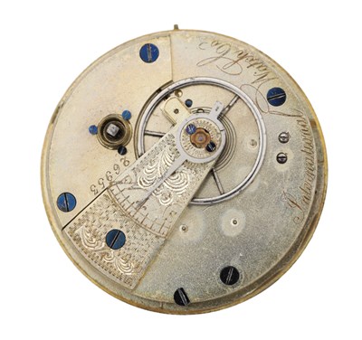 Lot 472 - AN INTERNATIONAL WATCH CO KEY-WOUND POCKET WATCH MOVEMENT