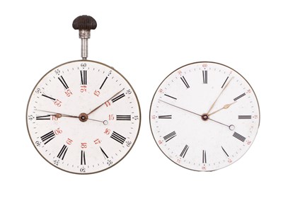 Lot 495 - TWO DOUBLE BARREL INDEPENDENT SECONDS POCKET WATCH MOVEMENTS