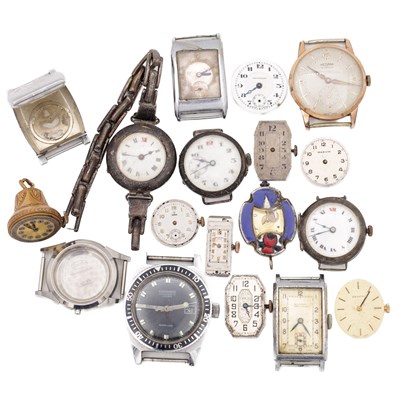 Lot 456 - A COLLECTION OF VINTAGE WRIST WATCHES, DIALS AND MOVEMENTS