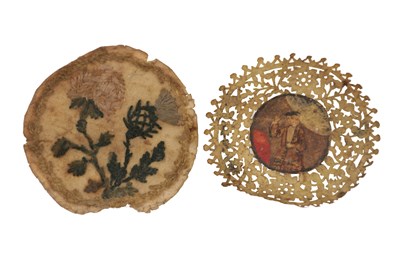 Lot 396 - TWO GEORGIAN NEEDLEWORK AND CUT PAPER WATCH PAPERS
