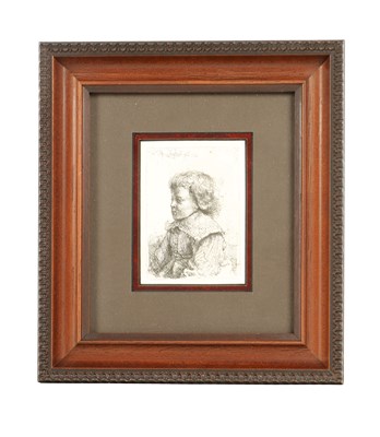 Lot 925 - A PORTRAIT ENGRAVED PRINT AFTER REMBRANDT OF A BOY