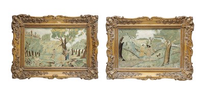 Lot 939 - A PAIR OF 18TH CENTURY EMBROIDERED NEEDLEWORK PICTURES