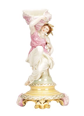 Lot 679 - A 19TH CENTURY FRENCH BREVETE BRIANCHON PORCELAIN FIGURE