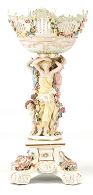 Lot 656 - A LARGE LATE 19TH CENTURY SITZENDORF PORCELAIN FIGURAL CENTREPIECE