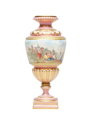 Lot 671 - A 19TH CENTURY FRENCH SEVRES PORCELAIN CABINET VASE