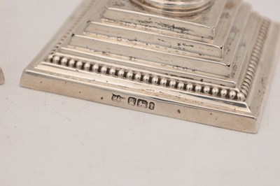 Lot 97 - A PAIR OF LATE VICTORIAN ENGLISH SILVER CANDLESTICKS