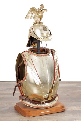 Lot 1064 - A BBC PROP MODELLED AS A REGIMENTAL HELMET, BREAST AND BACKPLATE