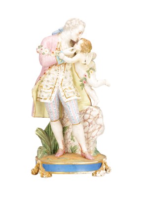 Lot 674 - A 19TH CENTURY CONTINENTAL MEISSEN STYLE PORCELAIN FIGURE GROUP