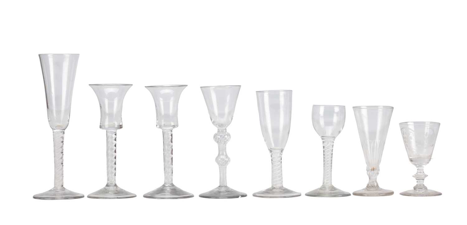 Lot 559 - A COLLECTION OF 18TH CENTURY TWISTED STEM GLASSES