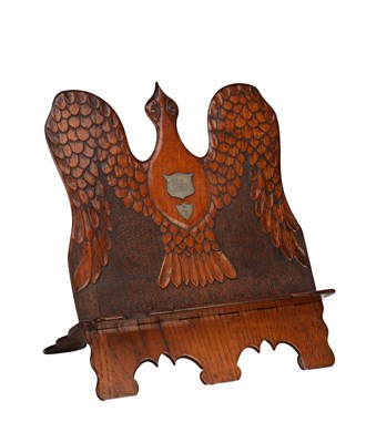 Lot 1392 - A 19TH CENTURY CARVED OAK MUSIC STAND