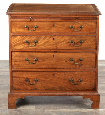 Lot 1617 - A GEORGE III MAHOGANY CHEST WITH BRUSHING SLIDE