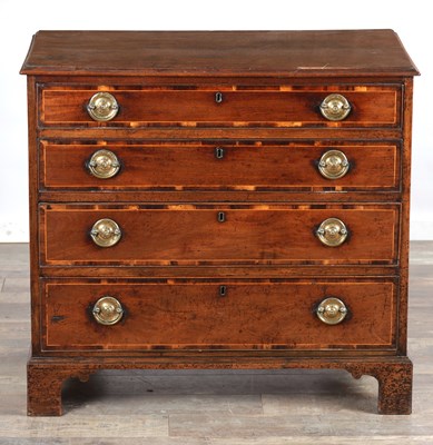Lot 1642 - A GEORGE III MAHOGANY INLAID CHEST OF DRAWERS