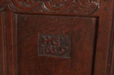 Lot 1563 - A 17TH CENTURY ENGLISH OAK COFFER INITIALLED HG AND DATED 1659
