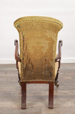 Lot 1593 - A LATE REGENCY ROSEWOOD LIBRARY CHAIR