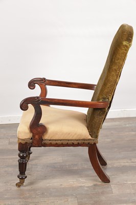 Lot 1593 - A LATE REGENCY ROSEWOOD LIBRARY CHAIR