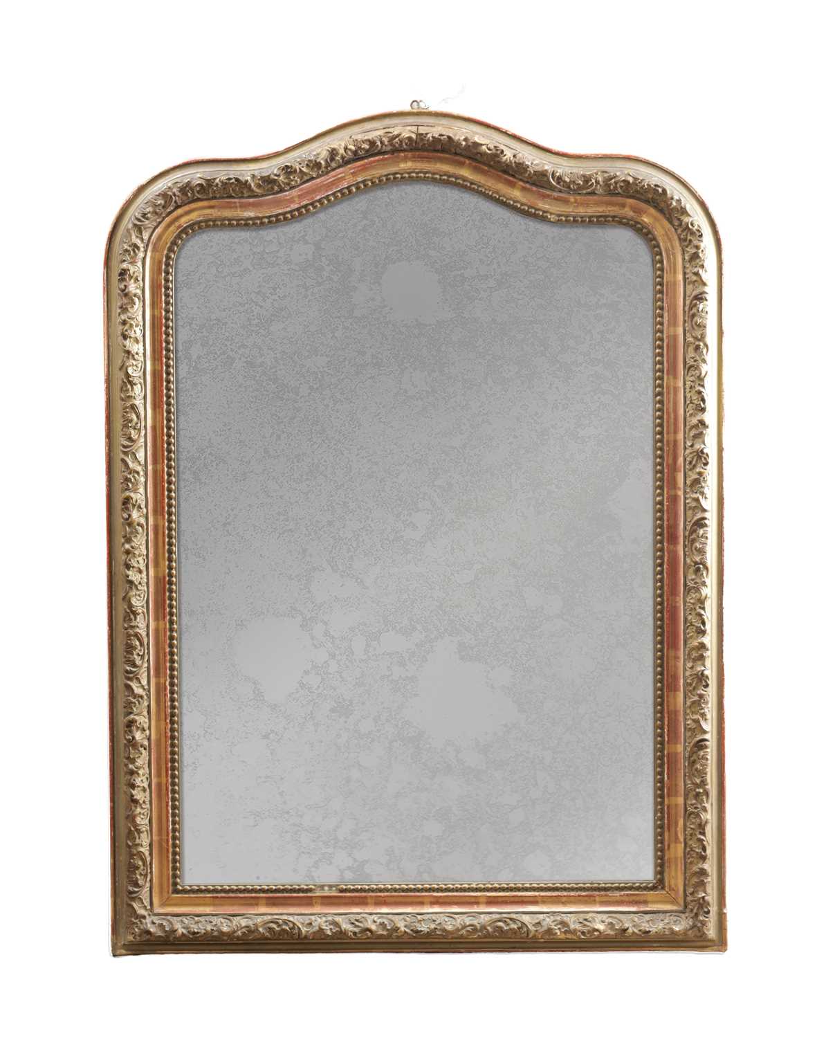 Lot 1496 - A LATE 19TH CENTURY GILTWOOD ARCH-TOP WALL MIRROR