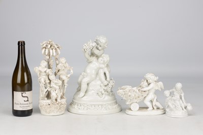 Lot 610 - FOUR LATE 19TH CENTURY CAPODIMONTE PORCELAIN FIGURE GROUPS