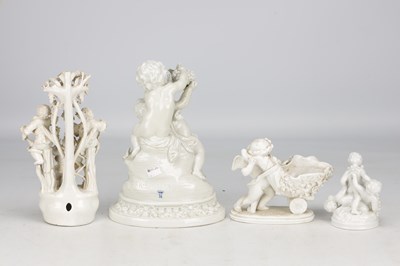 Lot 610 - FOUR LATE 19TH CENTURY CAPODIMONTE PORCELAIN FIGURE GROUPS