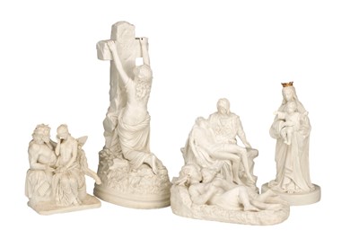 Lot 651 - A COLLECTION OF FIVE BISQUE PORCELAIN FIGURE GROUPS