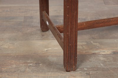 Lot 1579 - A GEORGE III MAHOGANY UPHOLSTERED DRESSING STOOL