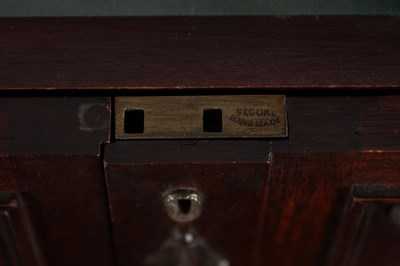 Lot 1590 - AN EDWARDIAN ADAM STYLE MAHOGANY CUTLERY CABINET ON STAND
