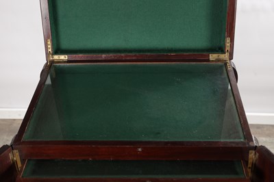 Lot 1590 - AN EDWARDIAN ADAM STYLE MAHOGANY CUTLERY CABINET ON STAND
