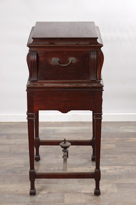 Lot 1590 - AN EDWARDIAN ADAM STYLE MAHOGANY CUTLERY CABINET ON STAND