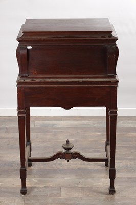 Lot 1590 - AN EDWARDIAN ADAM STYLE MAHOGANY CUTLERY CABINET ON STAND