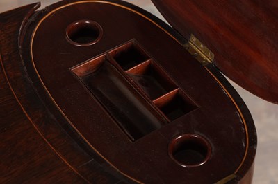 Lot 1521 - AN UNUSUAL LATE GEORGIAN FIGURED ROSEWOOD AND BOXWOOD INLAID WRITING DESK IN THE MANNER OF GILLOWS