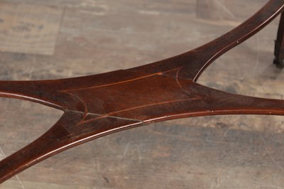 Lot 1521 - AN UNUSUAL LATE GEORGIAN FIGURED ROSEWOOD AND BOXWOOD INLAID WRITING DESK IN THE MANNER OF GILLOWS