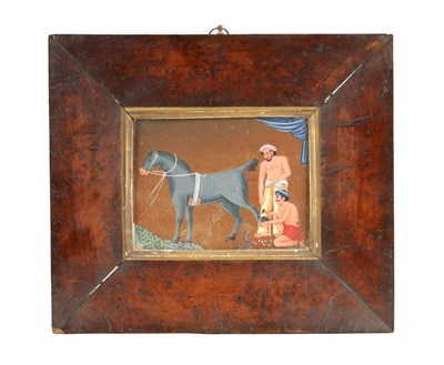Lot 823 - A LATE 18TH/EARLY 19TH CENTURY INDIAN REVERSE GLASS PAINTING