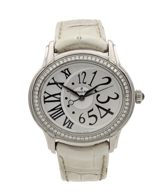 Lot 447 - AN AUTOMATIC AUDEMARS PIGUET DIAMOND-SET STAINLESS STEEL WRISTWATCH