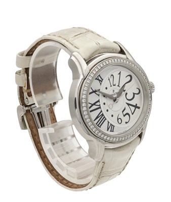 Lot 447 - AN AUTOMATIC AUDEMARS PIGUET DIAMOND-SET STAINLESS STEEL WRISTWATCH
