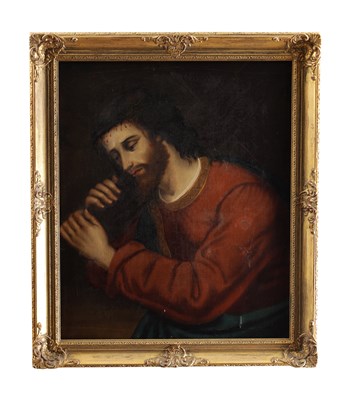 Lot 944 - A 19TH CENTURY OIL ON CANVAS PORTRAIT OF CHRIST