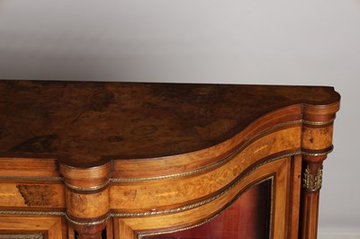 Lot 1574 - A VICTORIAN BURR WALNUT, MARQUETRY AND ORMOLU MOUNTED CREDENZA